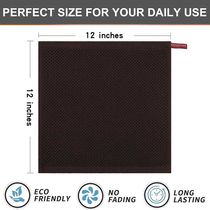 Kitinjoy 100% Cotton Kitchen Dish Cloths, 8 Pack Waffle Weave Ultra Soft - Image 5