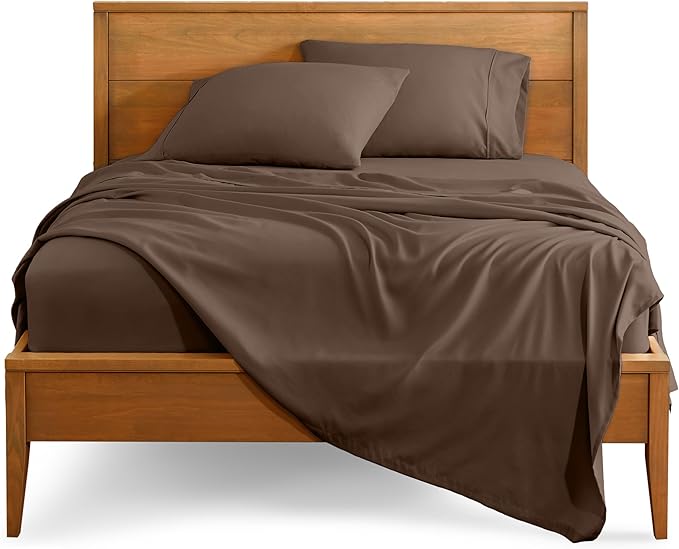 Bare Home Split King Sheet Set - 1800 Ultra-Soft Microfiber Bed Sheets - Double Brushed - Deep Pockets - Easy Fit - 5 Piece Set - Bed Sheets & Pillowcases (Split King, Cocoa)