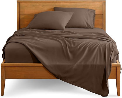 Bare Home Split King Sheet Set - 1800 Ultra-Soft Microfiber Bed Sheets - Double Brushed - Deep Pockets - Easy Fit - 5 Piece Set - Bed Sheets & Pillowcases (Split King, Cocoa)