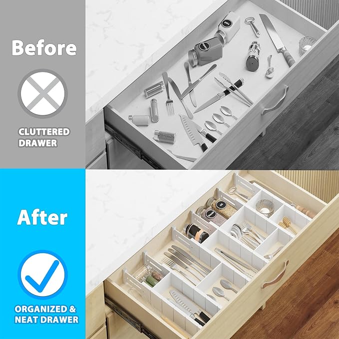 6 Pack Bamboo Drawer Dividers - Image 2