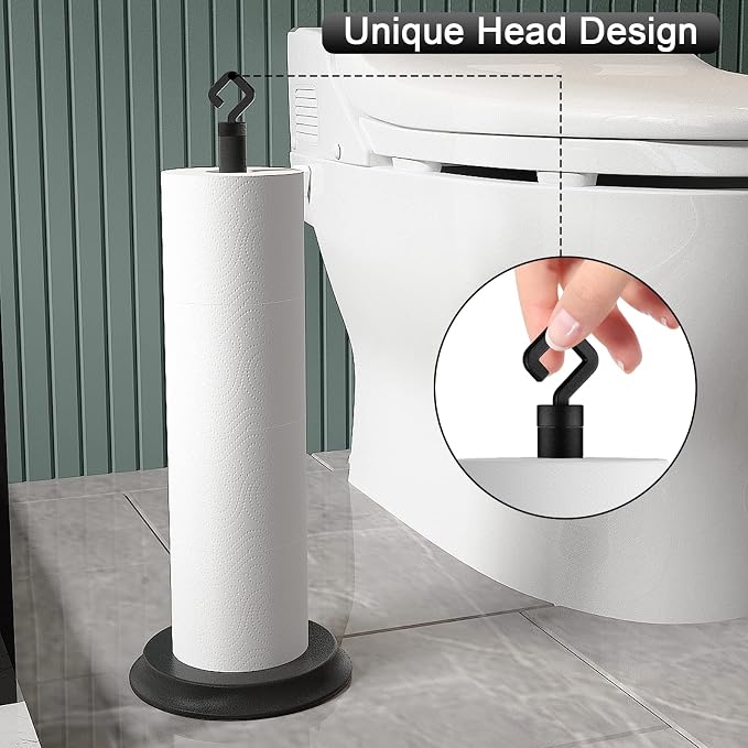 Toilet Paper Holder for Bathroom, Metal Free Standing Toilet Paper Storage - Image 6