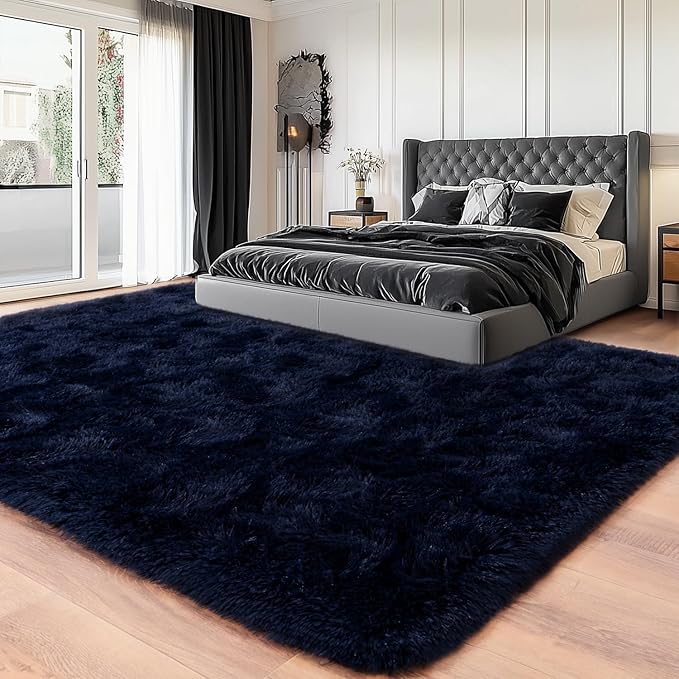 Area Rugs for Living Room, Soft Shaggy Carpets for Living Room, Fuzzy Rugs for Kids' Room, Perfect Decor for Modern Home Navy Blue 6x9 Feet
