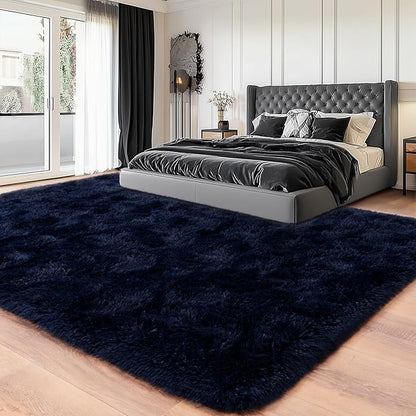 Area Rugs for Living Room, Soft Shaggy Carpets for Living Room, Fuzzy Rugs for Kids' Room, Perfect Decor for Modern Home Navy Blue 6x9 Feet