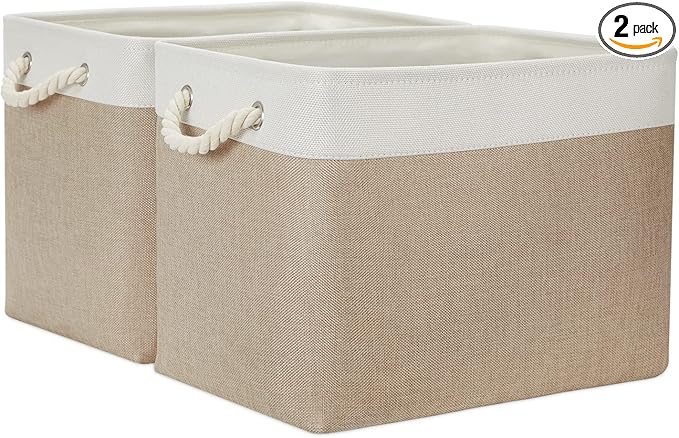 Temary Fabric Storage Baskets 2 Pack Decorative Storage Bins Basket by TEMARY