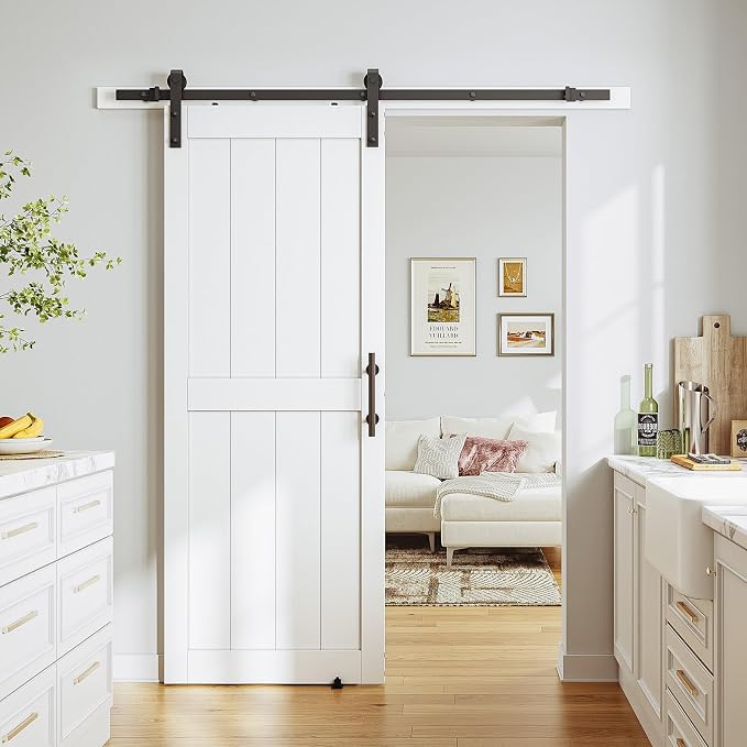 SmartStandard 32 x 80 inch White Sliding MDF Barn Door - Image 8