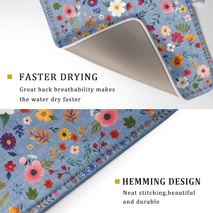Colorful Flower Dish Drying Mat - Image 3