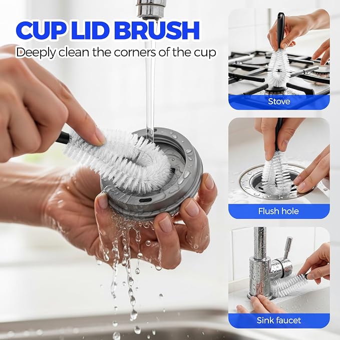 Holikme 4Pack Bottle Brush Set, Straw Brushes, Cup Cleaner Brush, 3-in-1 Bottle - Image 5