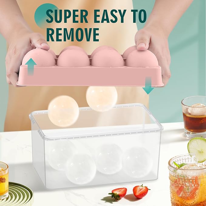WIBIMEN Large Ice Cube Molds, Big Round Whiskey Ice Cube Trays - Image 2