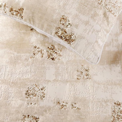 The HomeCentric Ivory Bed Runner, CA King Size 86"x18" Decorative Bed Runner with 2 Matching Pillow Cover, Ivory Velvet Bed Scarf in Foil Velvet with Sequin - Creative Grudge