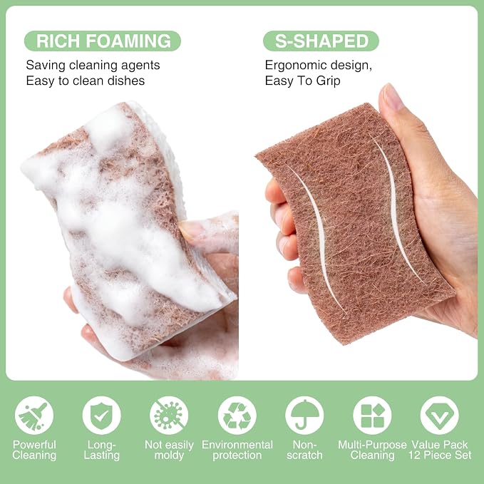 Eco-Friendly Sisal and Wood Pulp Cotton Double-Sided Cleaning Sponges - Image 6