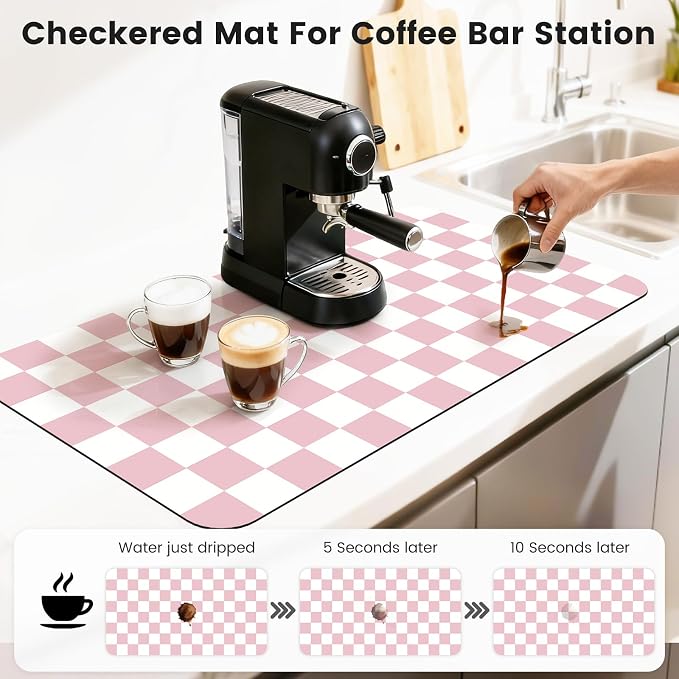 17" x 32" Checkered Dish Drying Mat - Image 4