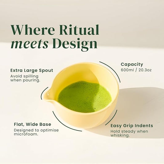 Crafti Ceramic Yellow Matcha Bowl | Golden Hour Butter Yellow | Crafted - Image 2