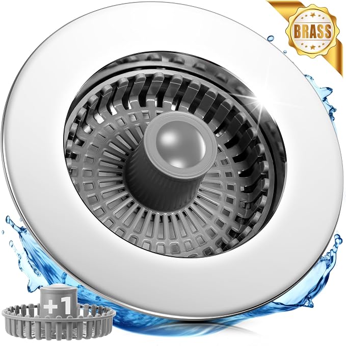 3-in-1 Kitchen Sink Strainer & Stopper, Stainless Steel Finish Pop Up Drain by Unknown