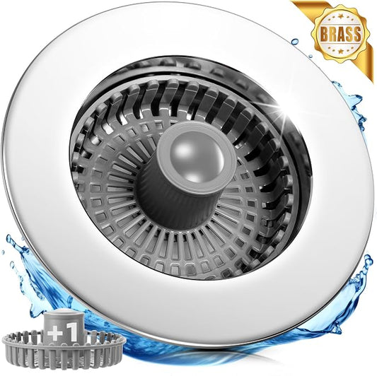 3-in-1 Kitchen Sink Strainer & Stopper, Stainless Steel Finish Pop Up Drain by Unknown