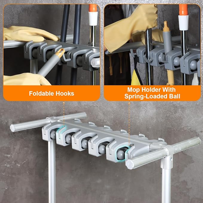 Mobile Mop and Broom Holder，Efficient Storage Solution - Image 4