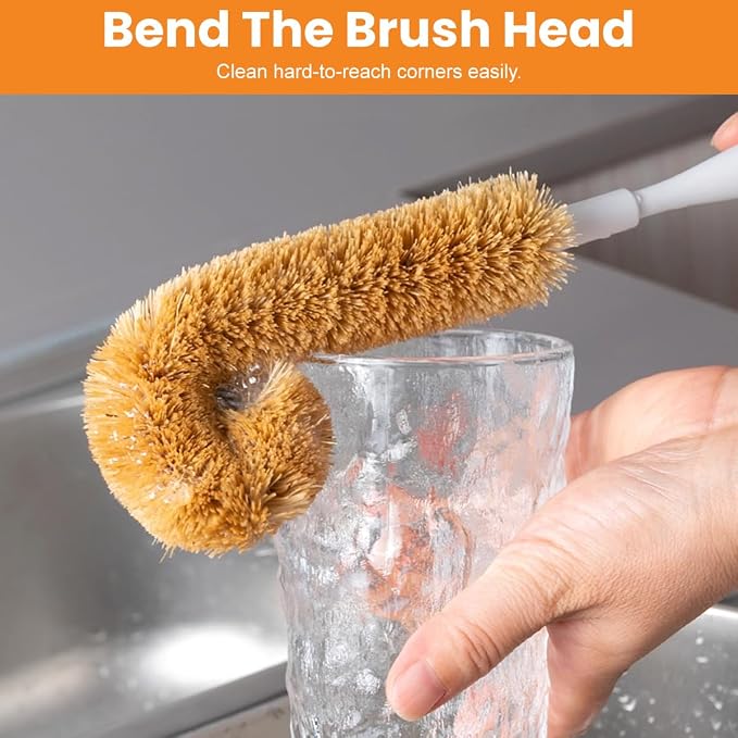 1Pcs Long Handle Scrubber with Bamboo Handle and Coconut Fibers Bristles - Image 5