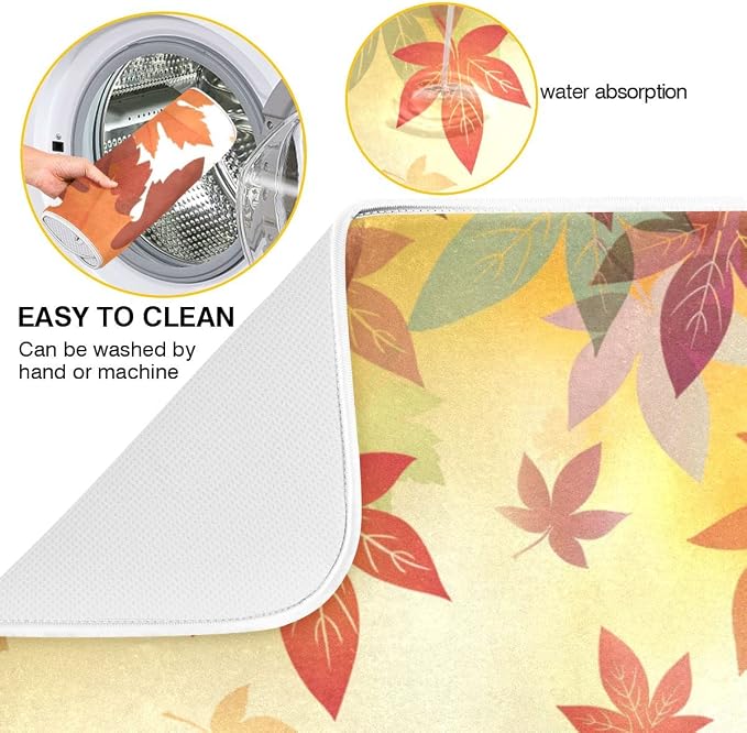 Autumn Fall Dish Drying Mat for Kitchen Counter Pumpkin Maple Leaves Drying Mat - Image 3