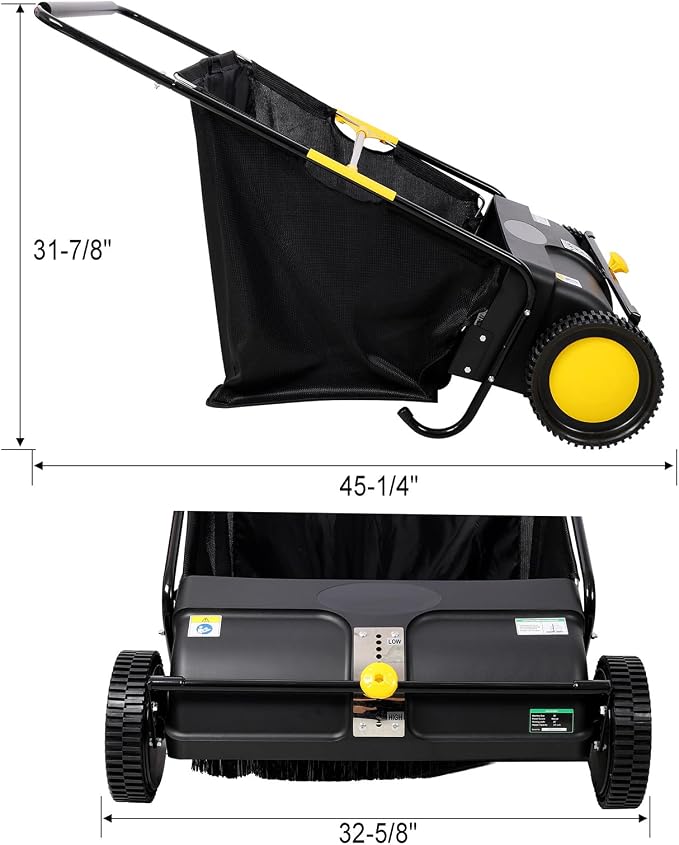 2026 Upgraded 26 Inch Push Lawn Sweeper | 4 Spinning Brushes & Adjustable Height - Image 2