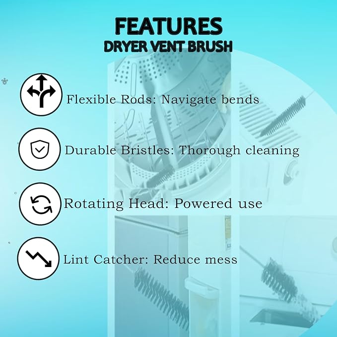 Dryer Vent Cleaner Kit: Flexible Extra Long Lint Brush & Refrigerator Coil Brush - Image 6