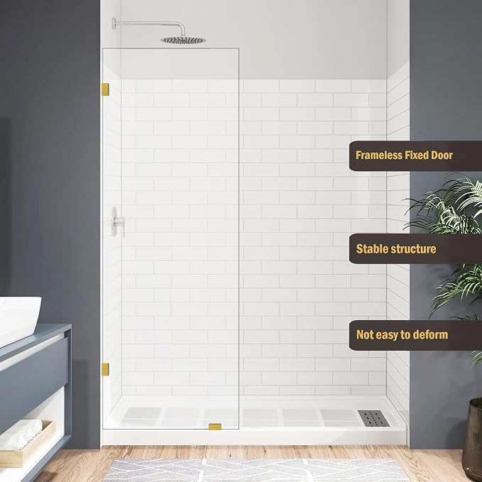 24" W x 78" H Frameless Shower Glass Panel, Single Fixed Shower Panel Screen - Image 2