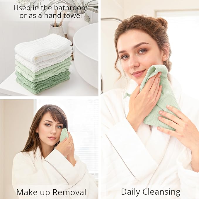 Konssy 6 Pack Face Cloths, Soft Wash Cloth - Image 3