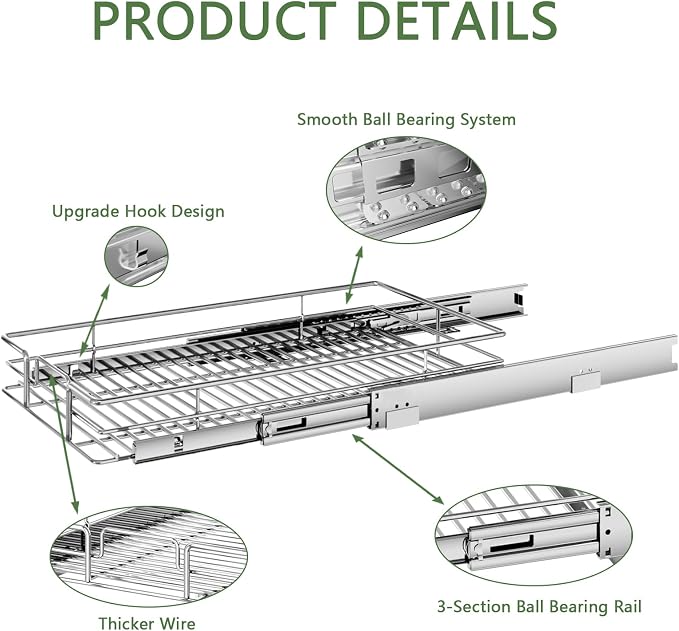 Pull Out Cabinet Organizer 9" W x 21½" D, Heavy Duty Cabinet Pull Out Shelves - Image 7