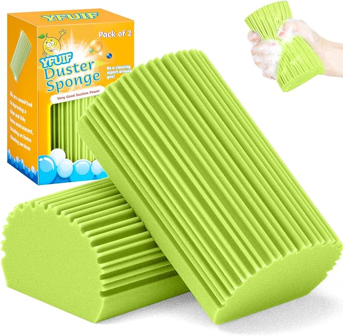 2-Pack Damp Clean Duster Sponge, Magic Sponge Eraser Baseboard Cleaner Tool by YFUIF