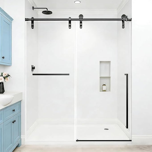 Frameless Shower Door, 44-48" W x 76" H 5/16" 8mm Glass Sliding Shower Doors by Tcwvwc
