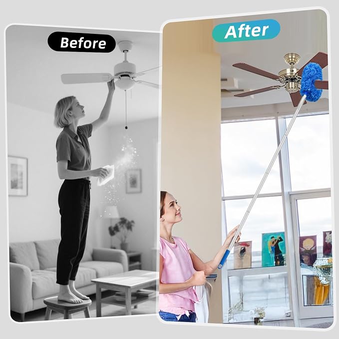 DRQ Ceiling Fan Cleaner Duster, 2 Pack Reusable Microfiber Duster - Image 7