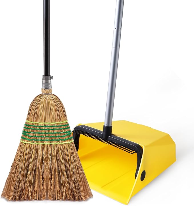 Yocada Heavy-Duty Corn Broom Commercial Dustpan Set by Yocada