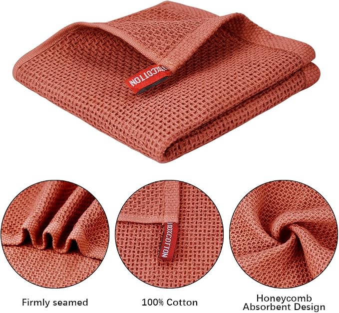 Nialnant 100% Cotton Dish Rags, 6 Pack Waffle Weave Kitchen Towels, Quick - Image 3