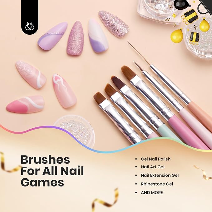 Beetles Gel Polish Nail Art Brushes, Wood Alloy Handle, Dotting Pen Clean Up - Image 6