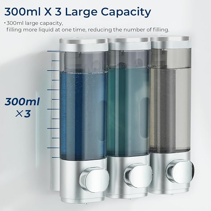 Shampoo and Conditioner Dispenser, Pollock Shower Soap Dispenser 3 Chamber No - Image 2