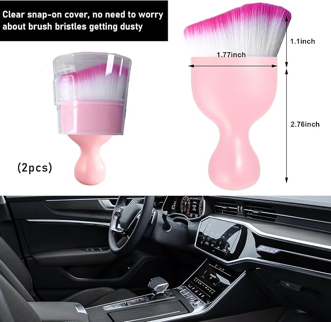 Ziciner 2 PCS Car Detailing Brush, Curved Soft Bristles Auto Removal Dust - Image 2