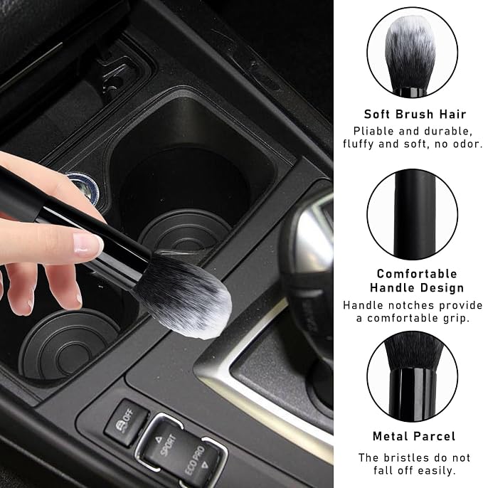 2PCS Car Interior Dust Brush, Soft Scratch Free Auto Detailing Brushes - Image 3