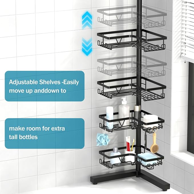 KEGII Floor Shower Caddy Standing – 4-Tier Corner Shower Organizer - Image 2