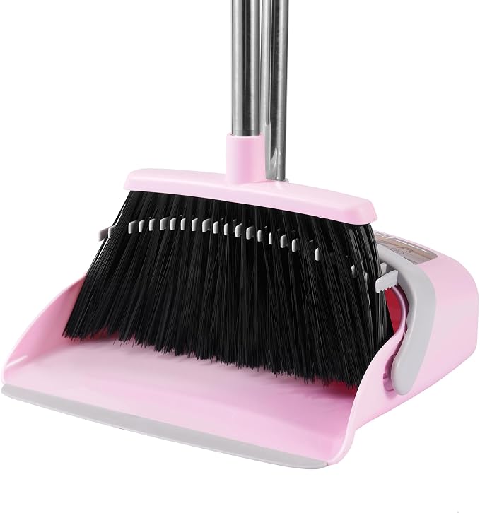 Broom and Dustpan Set, 54” Long Adjustable Household Hand Broom by BSKLIN