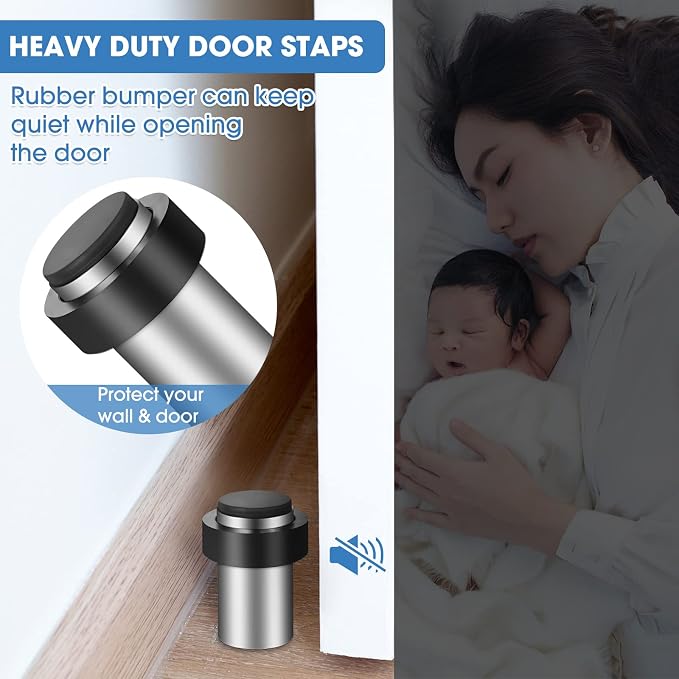 Chumia 30 Pcs Door Stopper Mounted Floor Stops Stainless Steel Cylindrical - Image 4