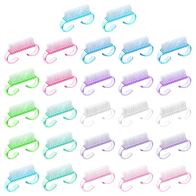 27Pcs Handle Grip Nail Brush Mini Nail Brushes Hand Fingernail Brush Colorful by Unknown
