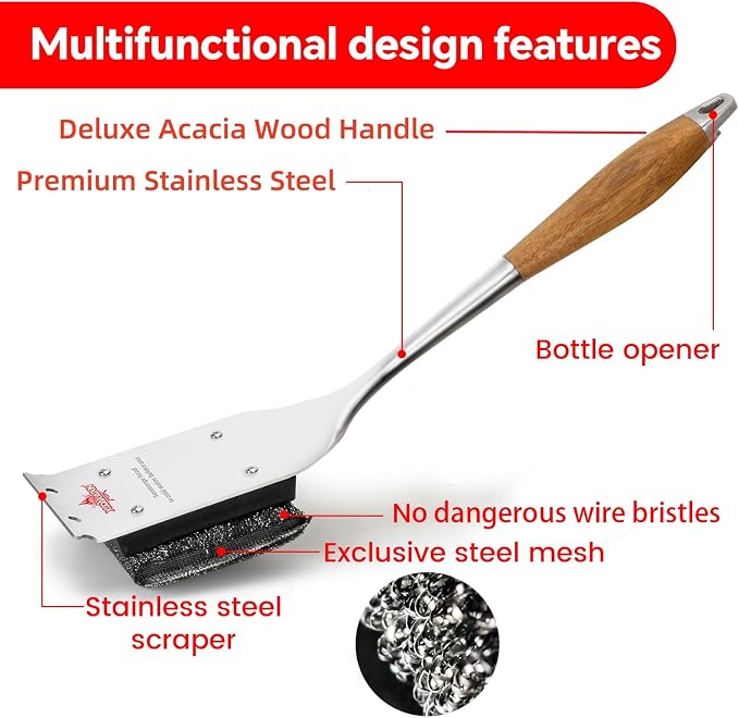 Bristle-Free Grill Brush with Replacement Head. Ultra Safe & Efficient Cleaner - Image 3