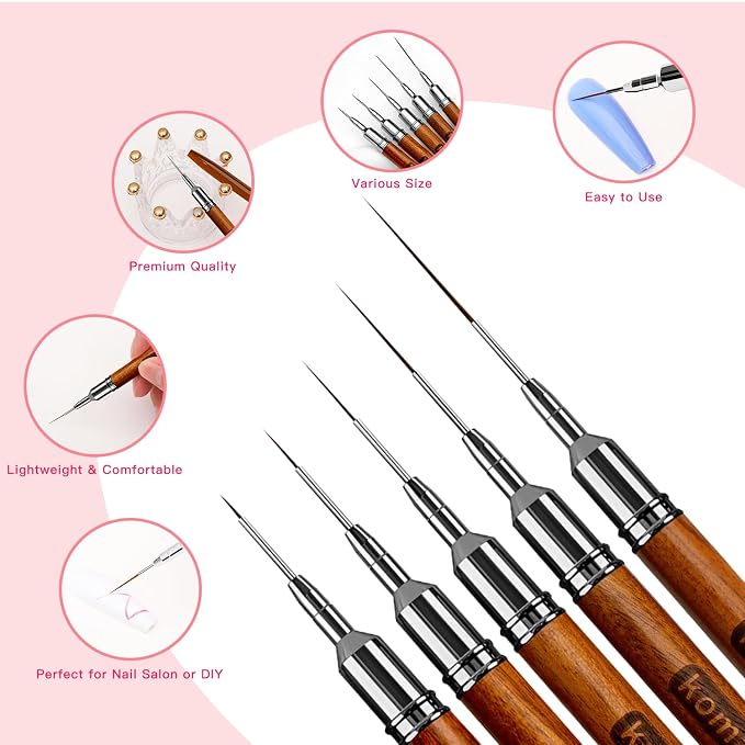 Nail Art Brushes, UV Gel Polish Painting Art Design Pen - Image 5
