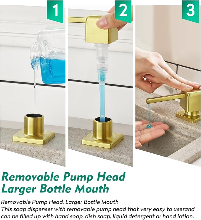 CREA Brushed Gold Soap Dispenser - Image 3