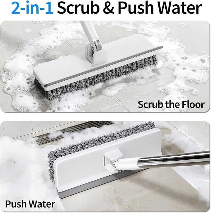 Floor Scrub Brush with 55" Long Handle, 2-in-1 Floor Brush with Built-in - Image 5