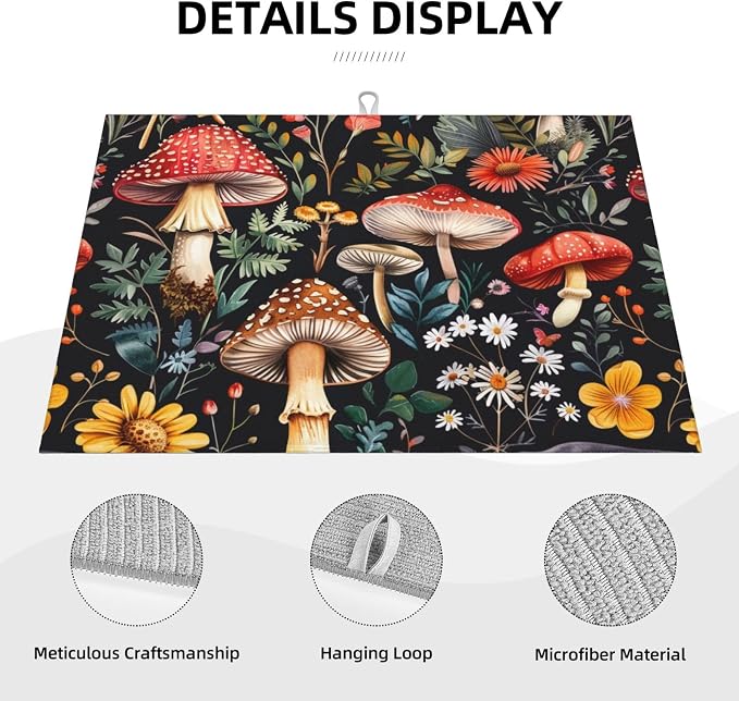 Forest Floral Mushroom Dish Drying Mat - Image 4