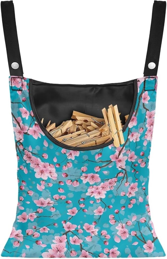 Cherry Blossom Clothespin Pouch Clothespin Bag by CREAMIC