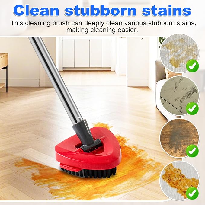 4-Section Stainless Steel Spin Mop Handles, Mop Base & Upgrade Scrub Brush Combo - Image 6