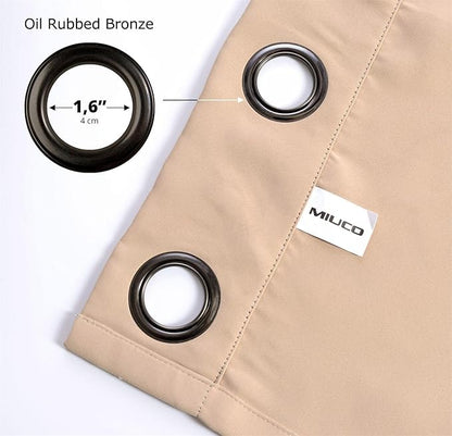 MIUCO Room Darkening Grommet Thermal Insulated Blackout Window Curtains Panels for Gilrs Room Window 1 Pair 52x63 Inch Taupe, Bonus 2 Tie Backs Included