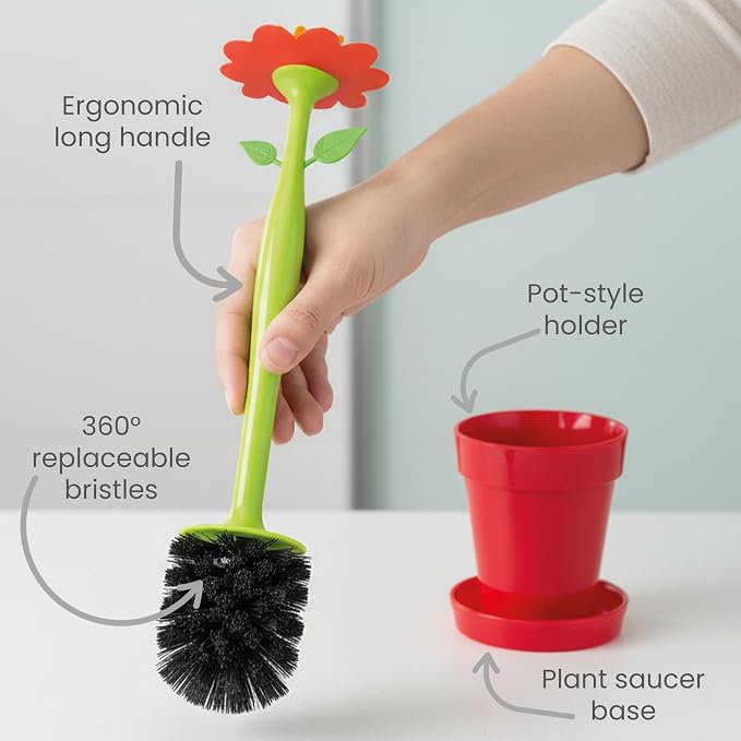 Vigar Flower Power Toilet Brush and Holder Set, Toilet Bowl Cleaner - Image 4