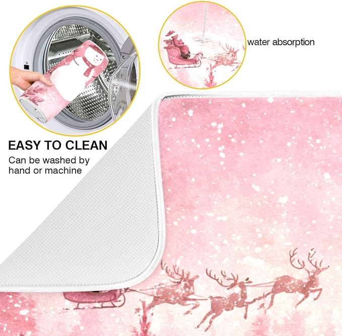 Christmas Forest with Snow Falling Santa Dish Drying Mat - Image 2