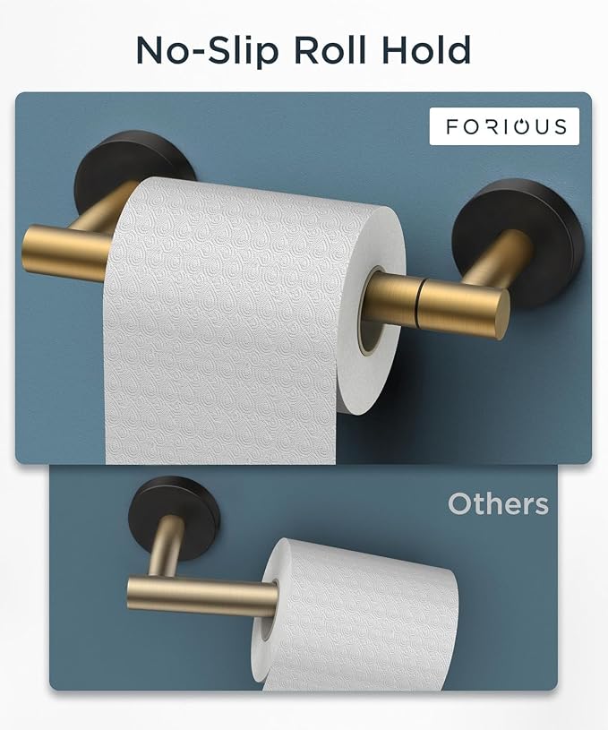 FORIOUS Toilet Paper Holder Wall Mount, Stainless Steel Rustproof Double Post - Image 3